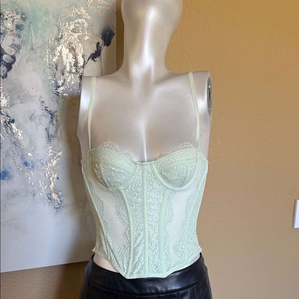 Lace Underwire Bustier Corset Top - Light Mint